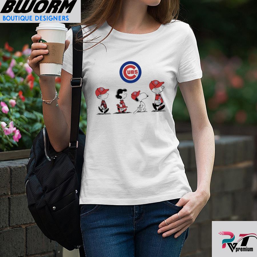 Snoopy and charlie brown and friends chicago cubs logo shirt