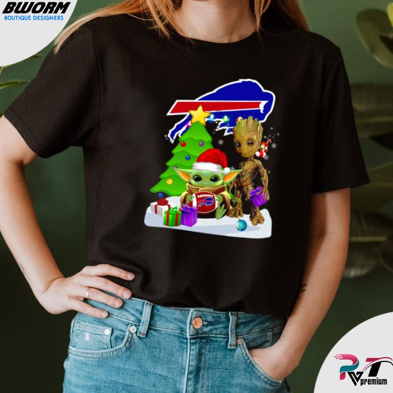 Santa Baby Groot Hugging Buffalo Bills Christmas T-Shirt, Funny