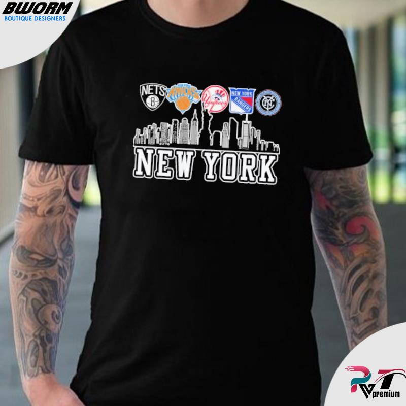 New York Yankees Knicks Rangers NYCFC 4 teams sports circle logo shirt,  hoodie, sweater, long sleeve and tank top