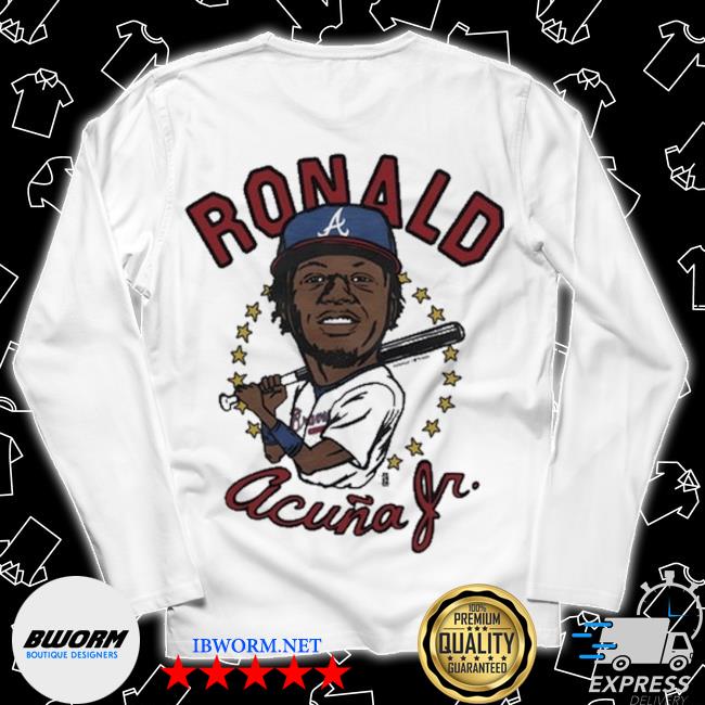 Atlanta Braves Ronald Acuna Jr. T-Shirt from Homage. | Ash | Vintage Apparel from Homage.