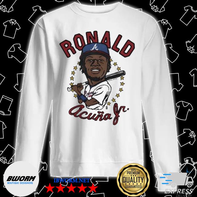 Atlanta Braves Ronald Acuna Jr. T-Shirt from Homage. | Ash | Vintage Apparel from Homage.