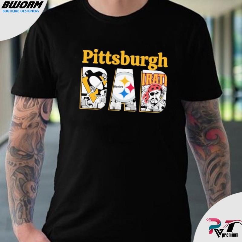 Original Pittsburgh Penguins and Pittsburgh Steelers and Pittsburgh Pirates  Dad the man the myth the legend shirt, hoodie, sweater, long sleeve and  tank top