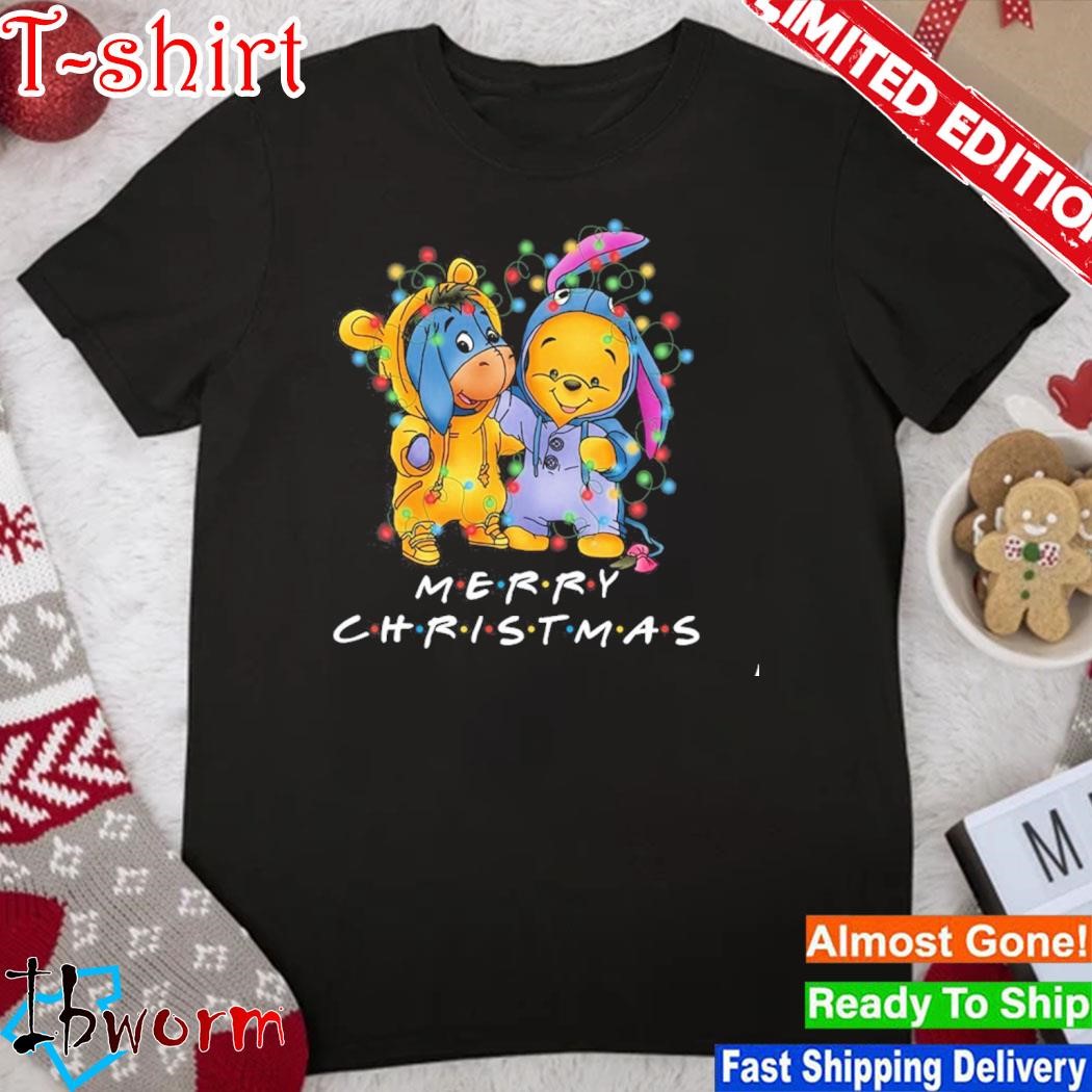 Baby Eeyore and baby Pooh merry christmas light shirt
