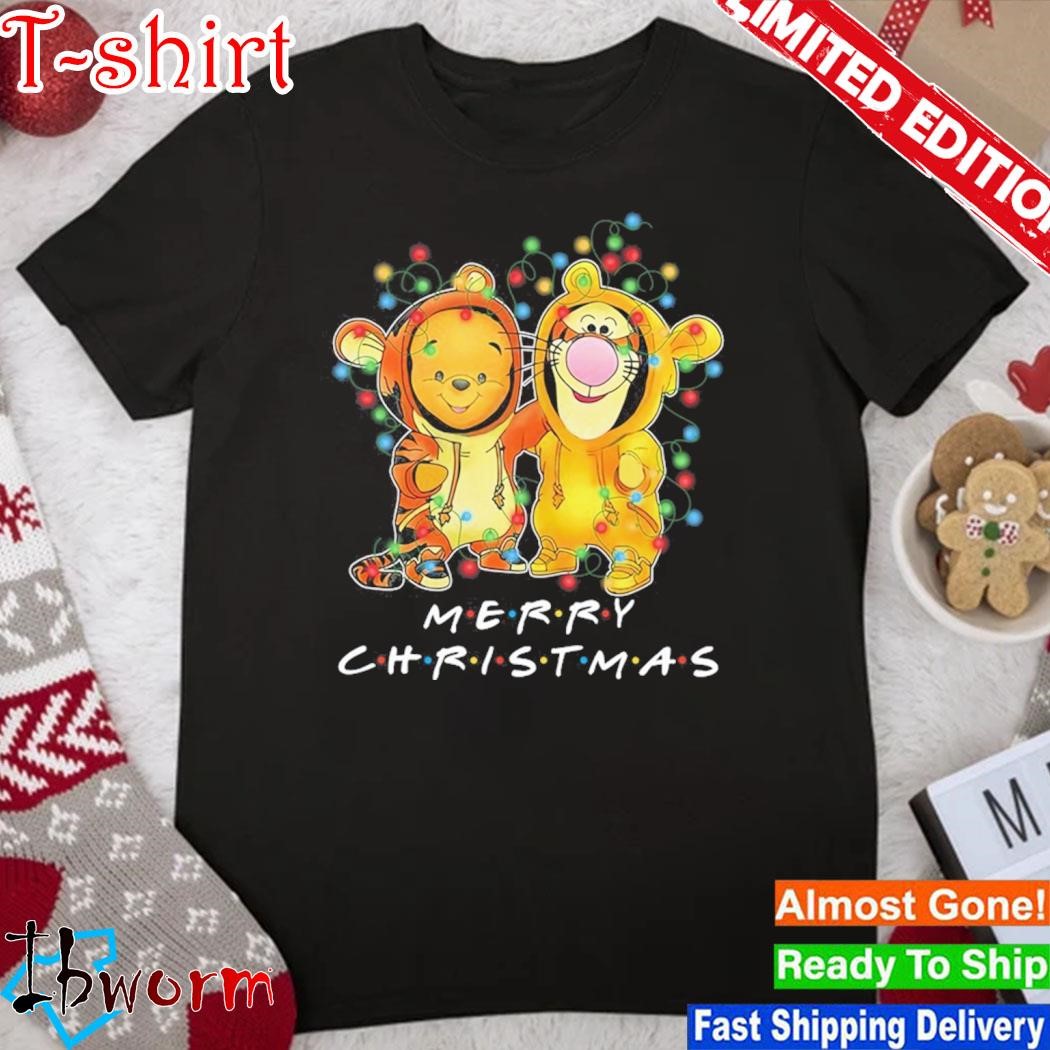 Baby Pooh and baby Tigger merry christmas light shirt