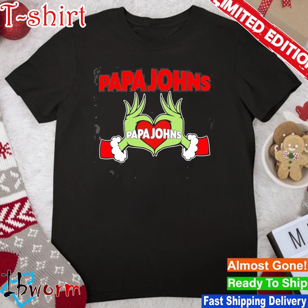 Grinch santa love Papa Johns merry christmas shirt