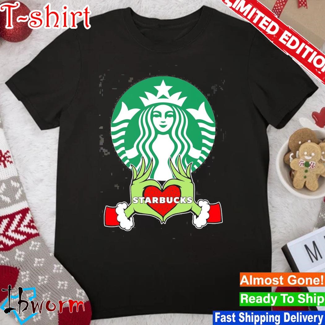 Grinch santa love Starbucks merry christmas shirt