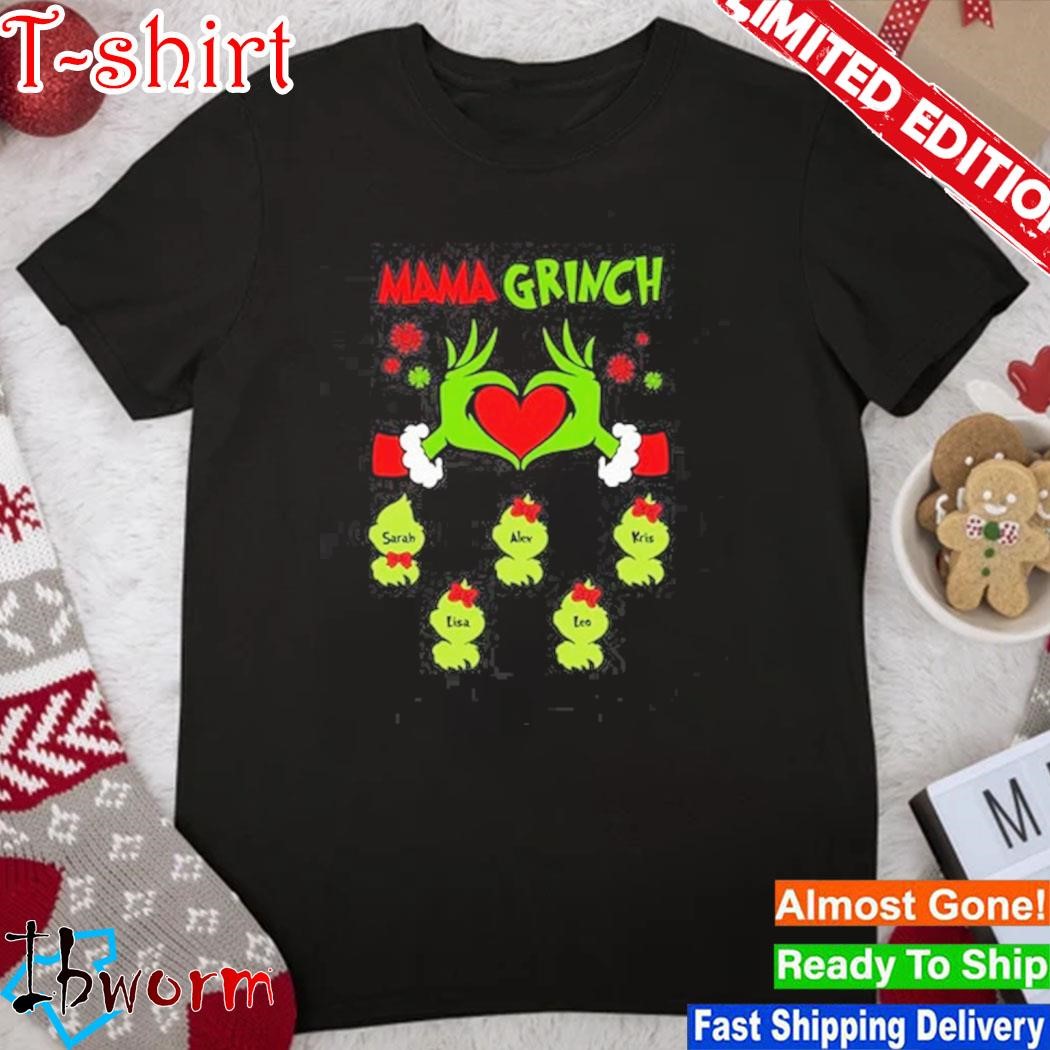 Grinch santa mama Grinch heart merry christmas shirt