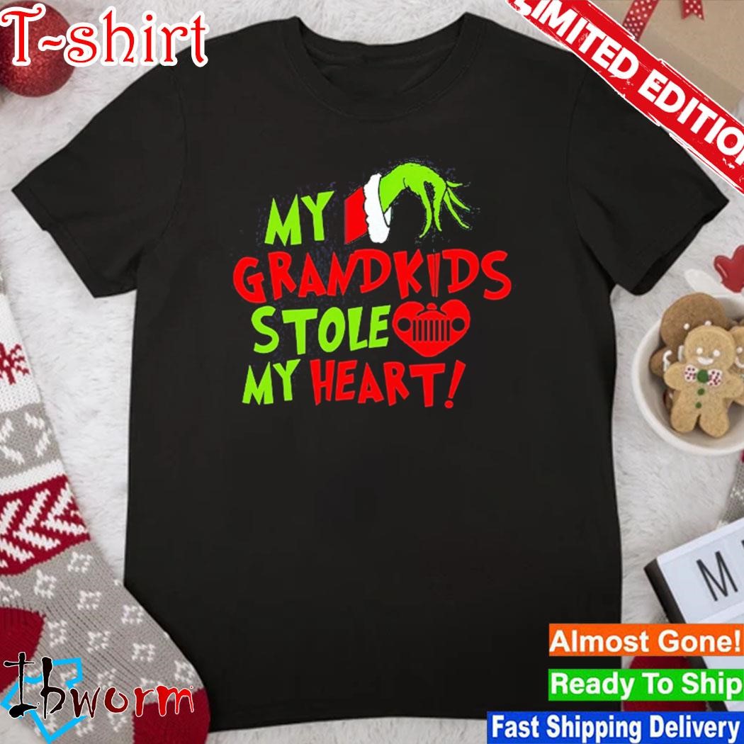 Grinch santa my grandkids stole my heart merry christmas shirt