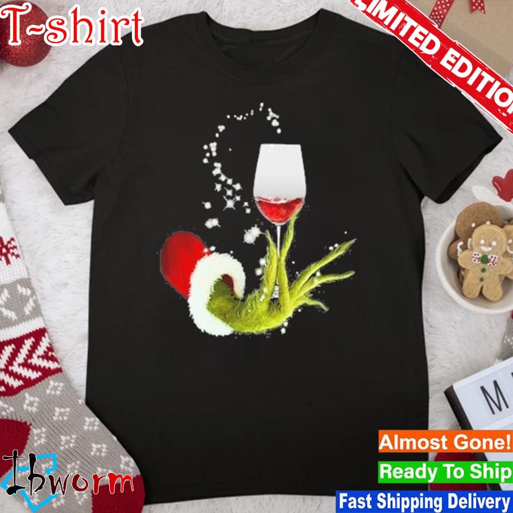 Grinch santa wine glasses christmas shirt