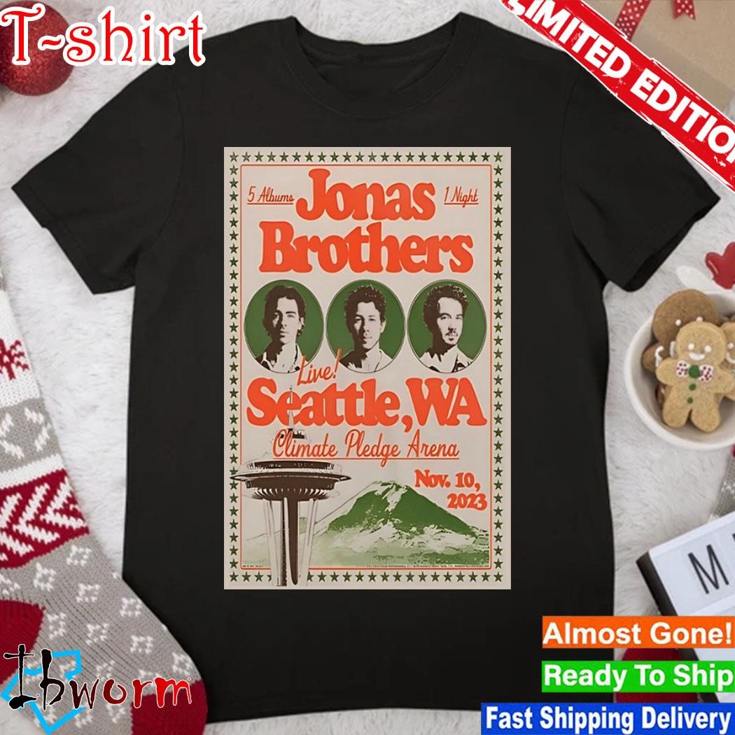 Jonas Brothers 5 Albums 1 Night Live Seattle, WA Climate Pledge Arena Nov 10, 2023 Poster shirt