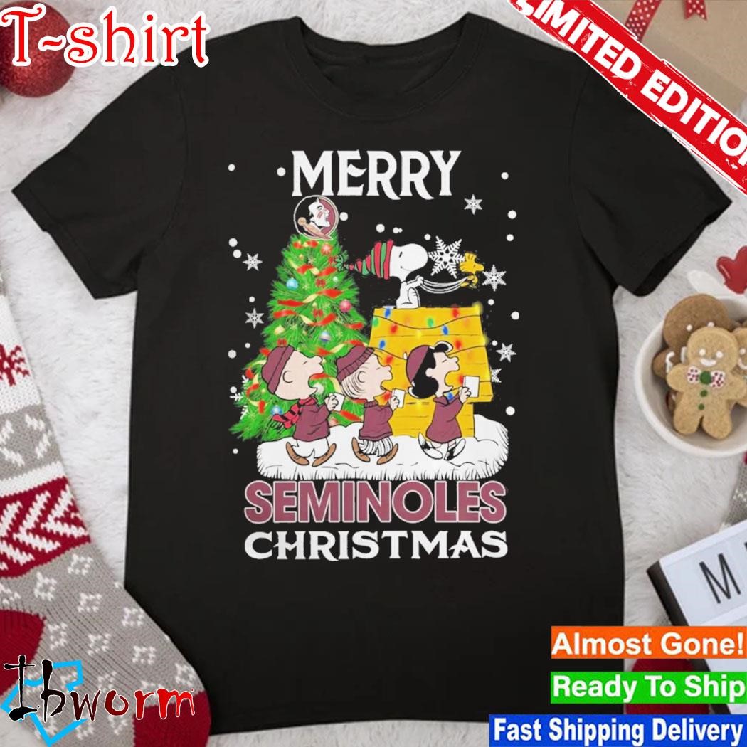 Official 2023 Peanuts Characters Merry Florida State Seminoles Christmas Shirt