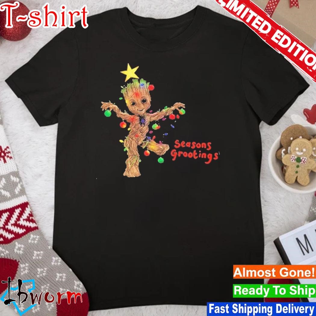 Official baby Groot light seasons Grootings christmas shirt