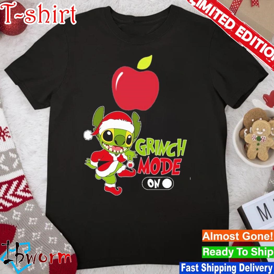 Official baby Stitch Grinch hat santa Applebee's Grinch mode on christmas shirt