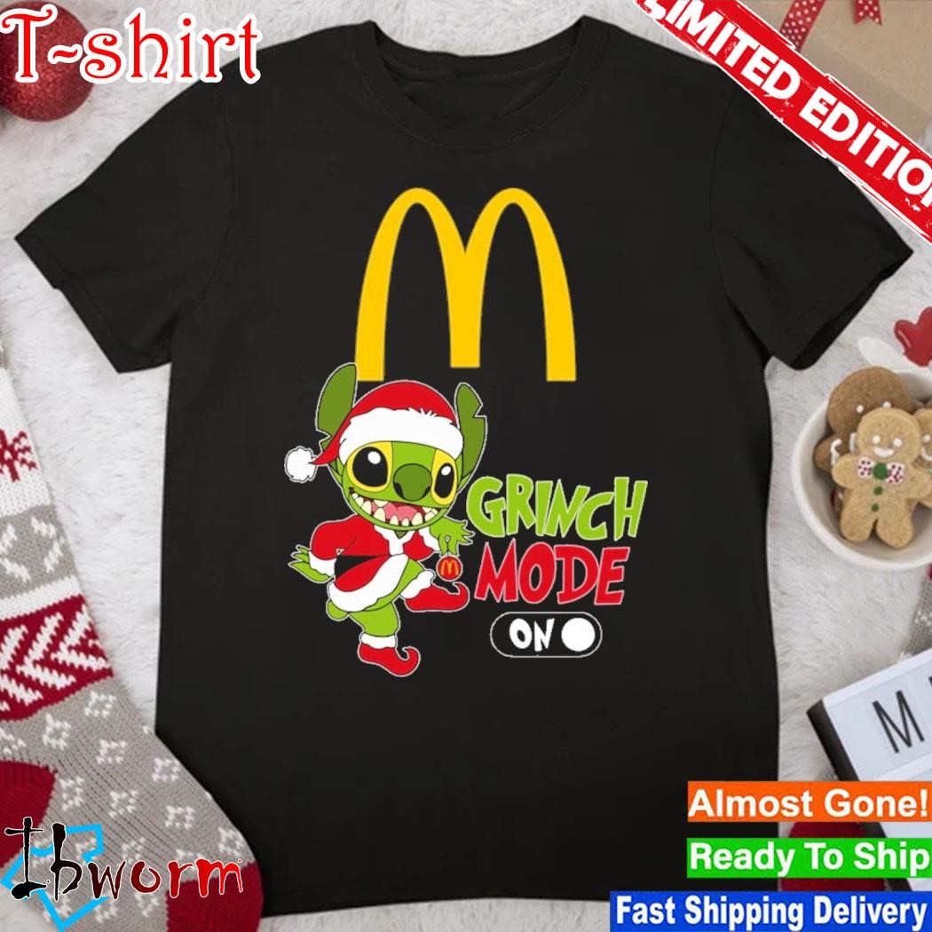 Official baby Stitch Grinch hat santa McDonald's Grinch mode on christmas shirt