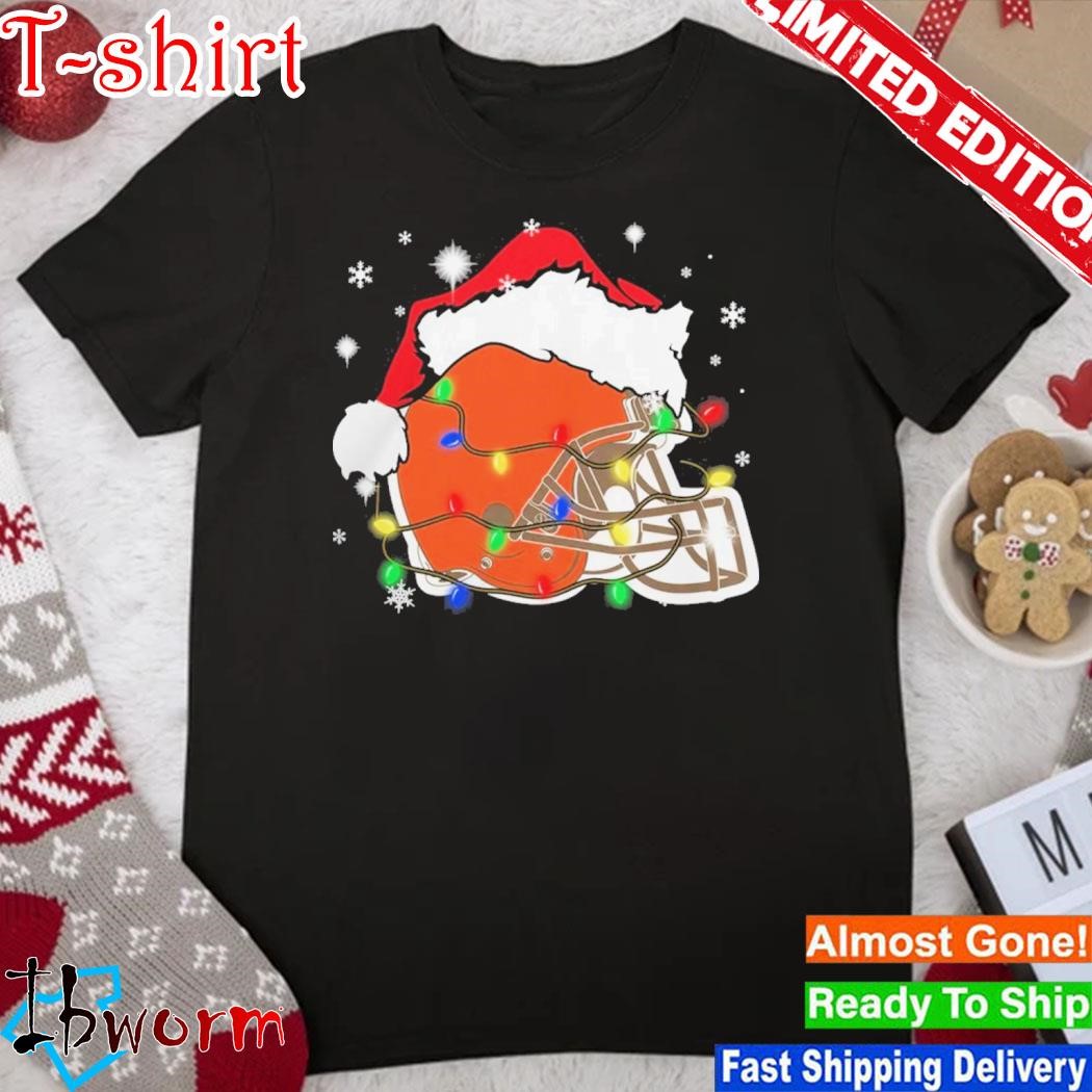 Official christmas Light Santa Hat Cleveland Browns Logo Shirt