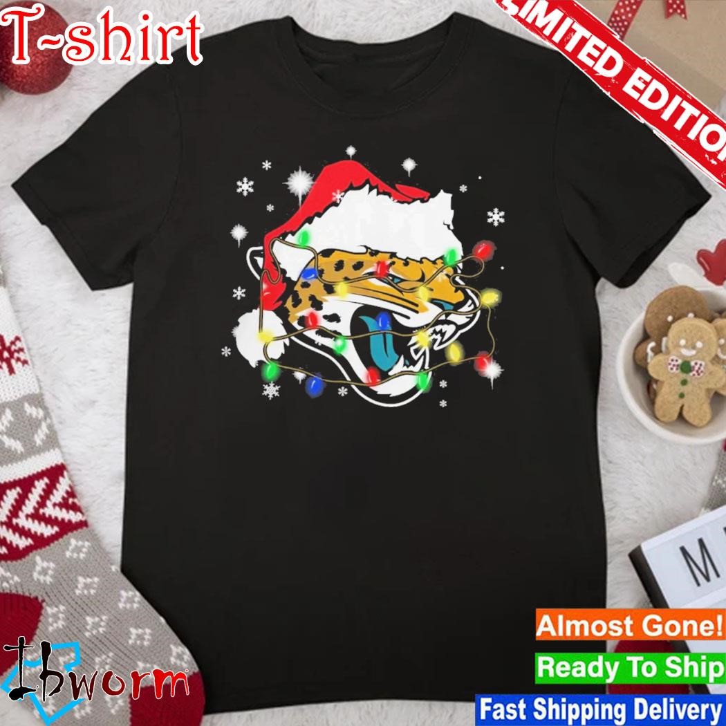 Official christmas Light Santa Hat Jacksonville Jaguars Logo Shirt