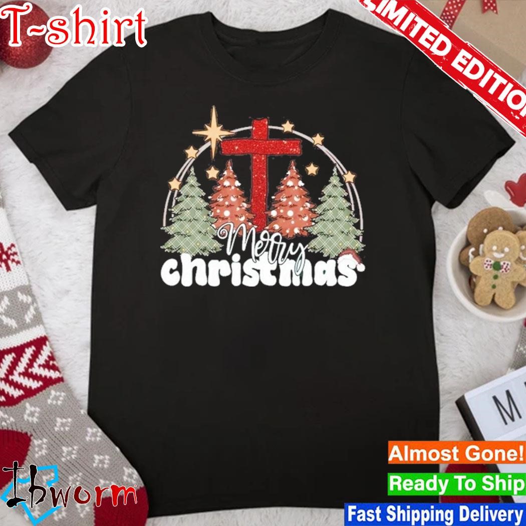 Official cross pine tree merry christmas shirt