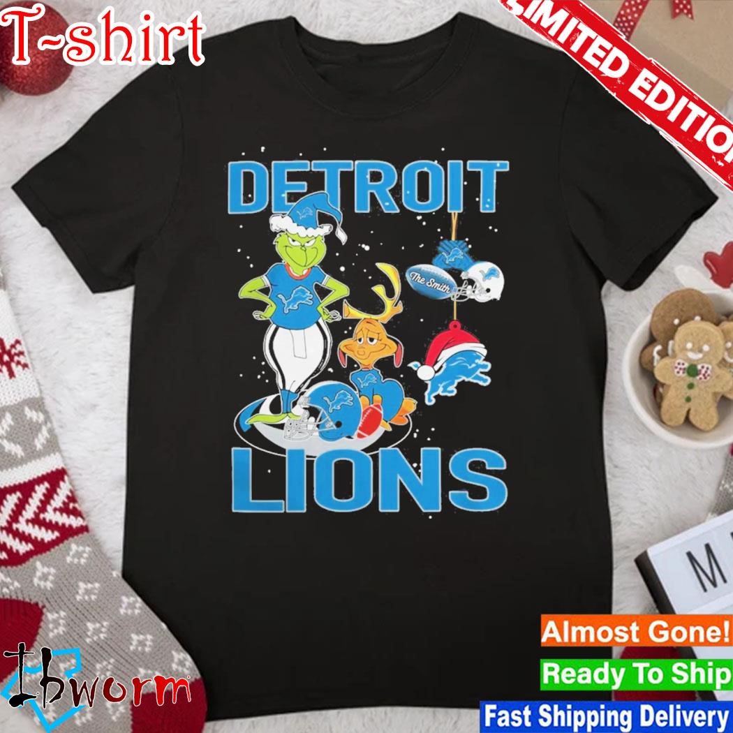Official grinch Hat Santa And Dog Detroit Lions Christmas 2023 Shirt
