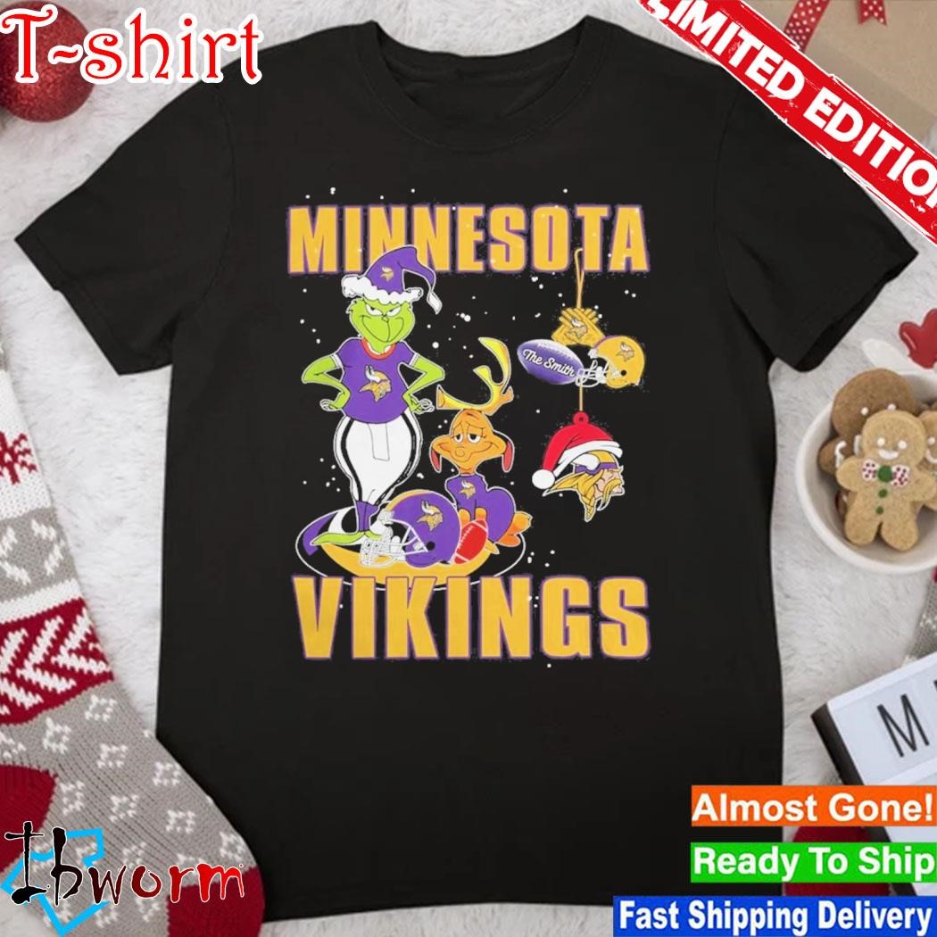 Official grinch Hat Santa And Dog Minnesota Vikings Christmas Logo Shirt