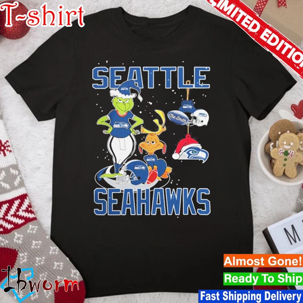 Official grinch Hat Santa And Dog Seattle Seahawks Christmas 2023 Shirt