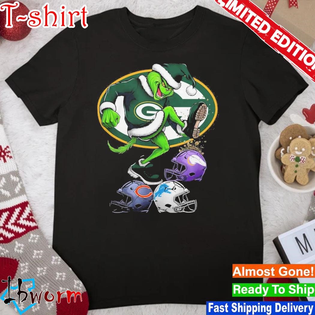 Official grinch Hat Santa Green Bay Packers Stomp On NFL Teams Christmas Logo Shirt