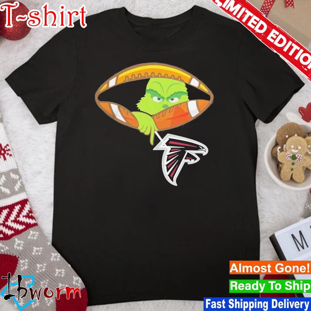 Official grinch Hat Santa Hold Atlanta Falcons Football Logo Shirt