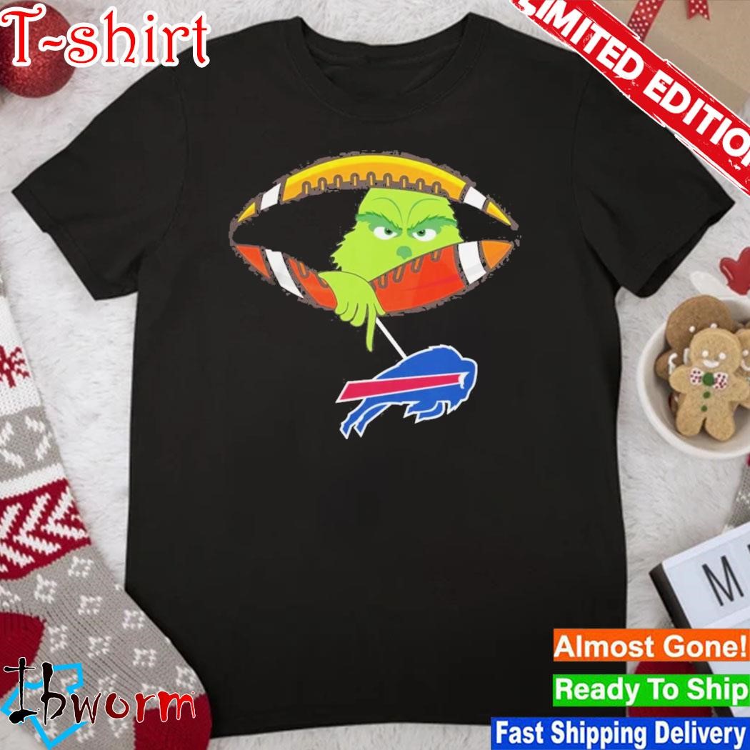 Official grinch Hat Santa Hold Buffalo Bills Football Logo Shirt