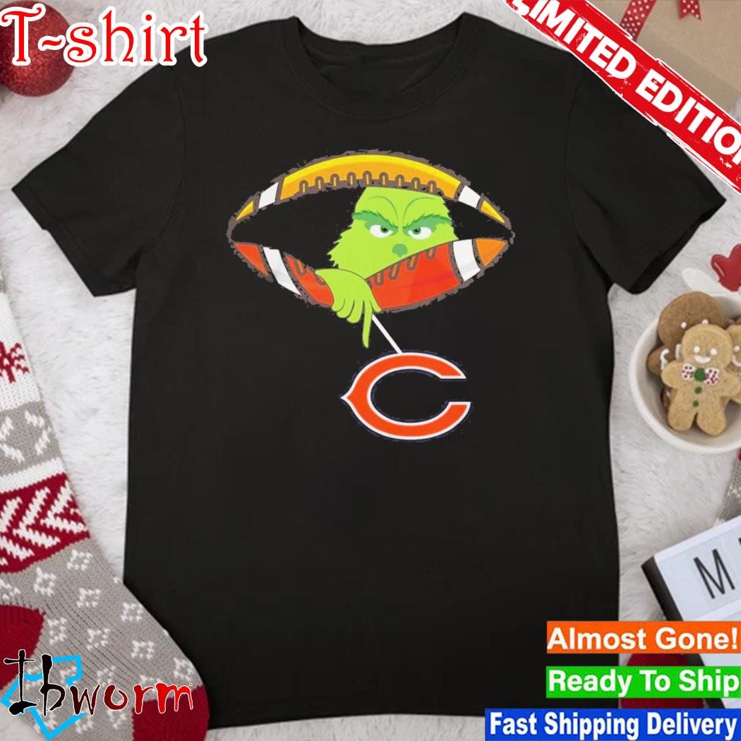 Official grinch Hat Santa Hold Chicago Bears Football Logo Shirt