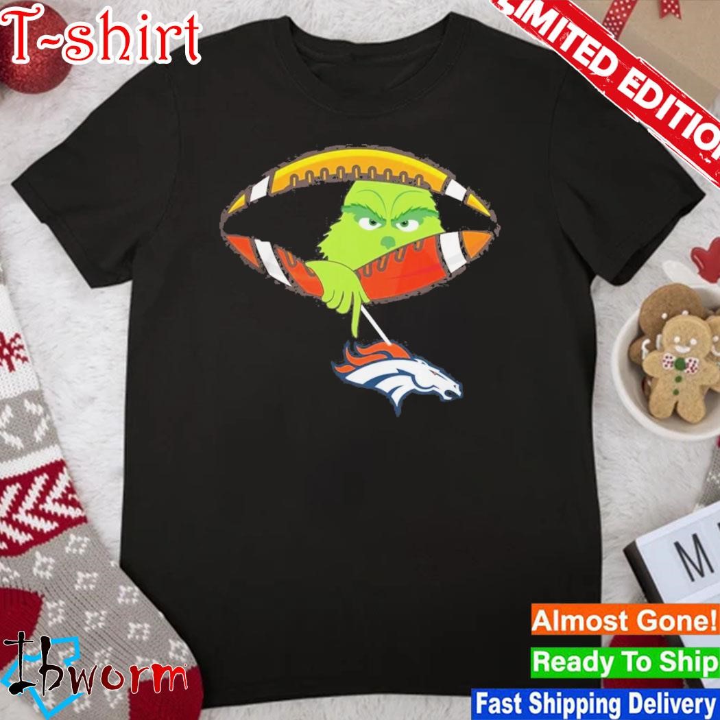 Official grinch Hat Santa Hold Denver Broncos Football Logo Shirt