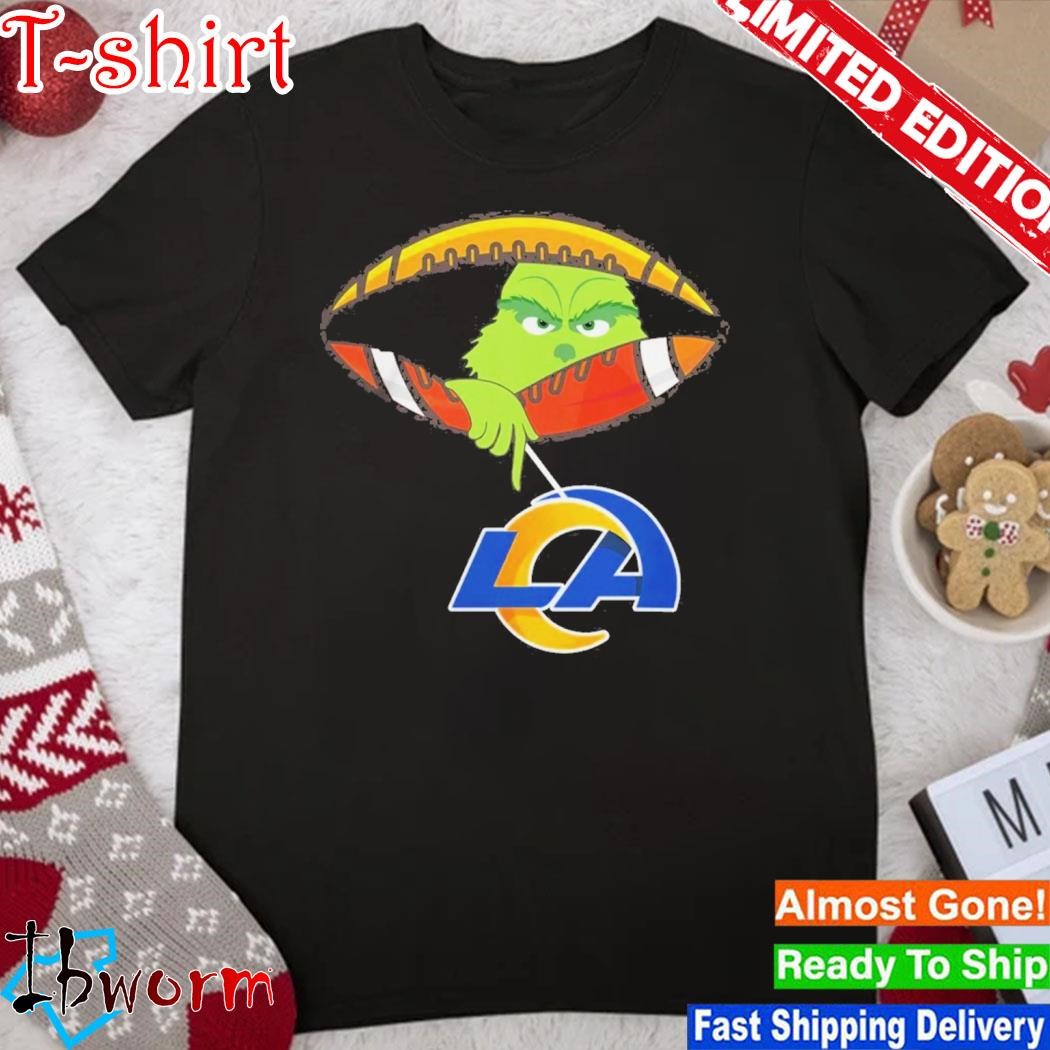 Official grinch Hat Santa Hold Los Angeles Rams Football Logo Shirt