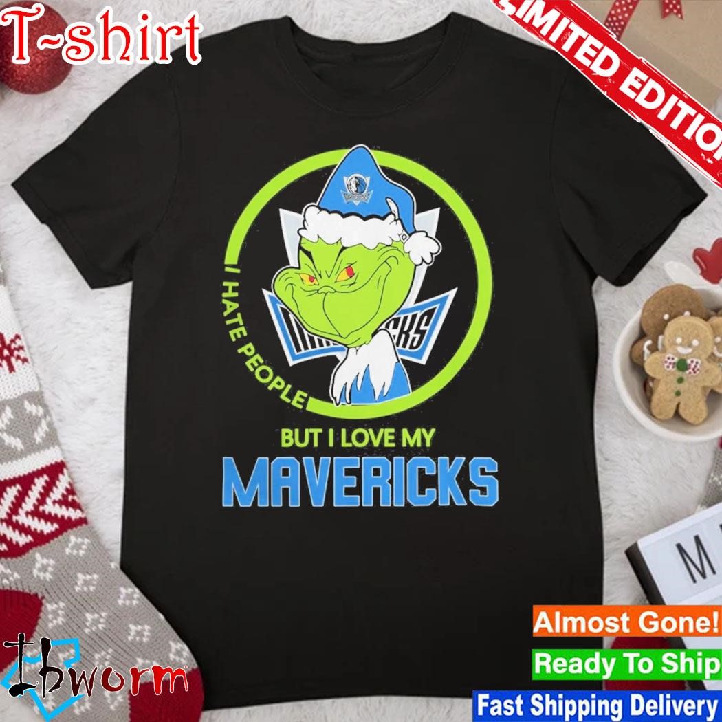 Official grinch Hat Santa I Hate People But I Love My Dallas Mavericks 2023 Shirt