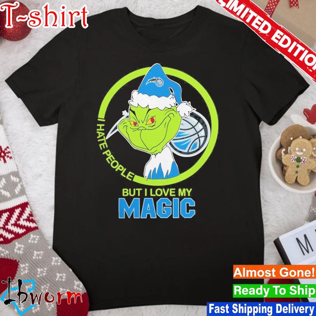 Official grinch Hat Santa I Hate People But I Love My Orlando Magic 2023 Shirt