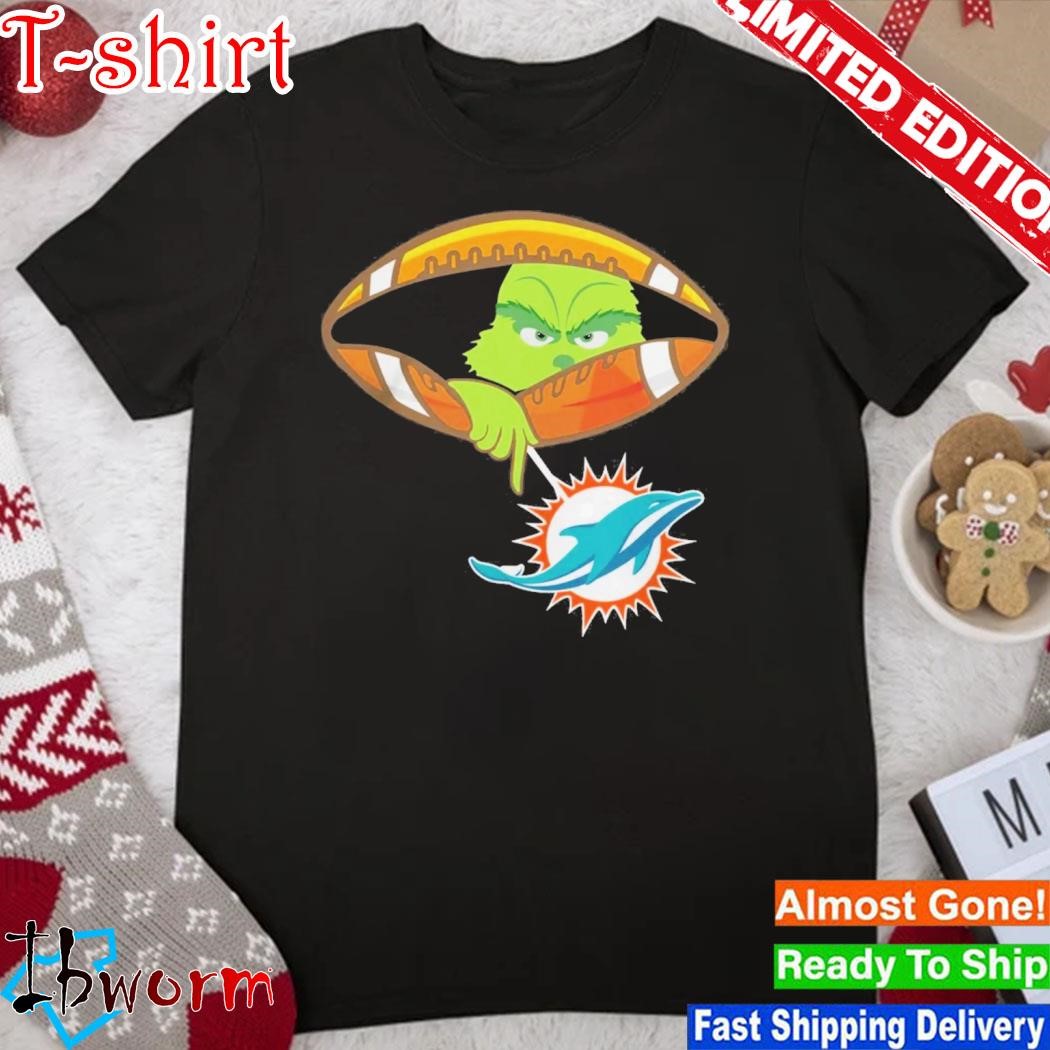 Official grinch Hat Santa Rugby Miami Dolphins Logo Shirt