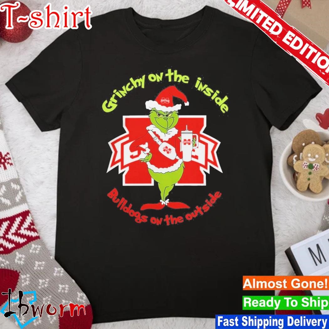 Official grinch hat santa On The Inside Mississippi State Bulldogs On The Outside Christmas Shirt