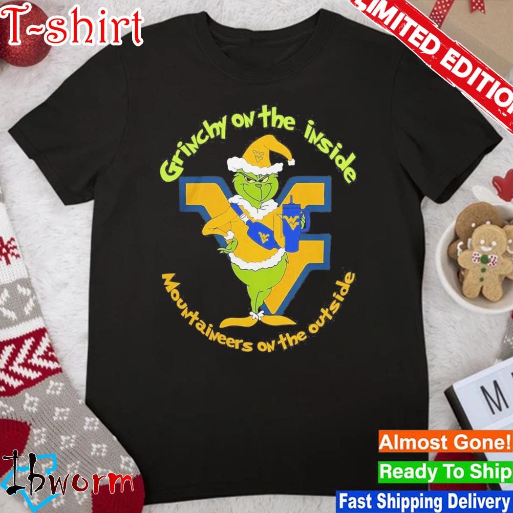Official grinch hat santa On The Inside Virginia Mountaineers On The Outside Christmas Shirt