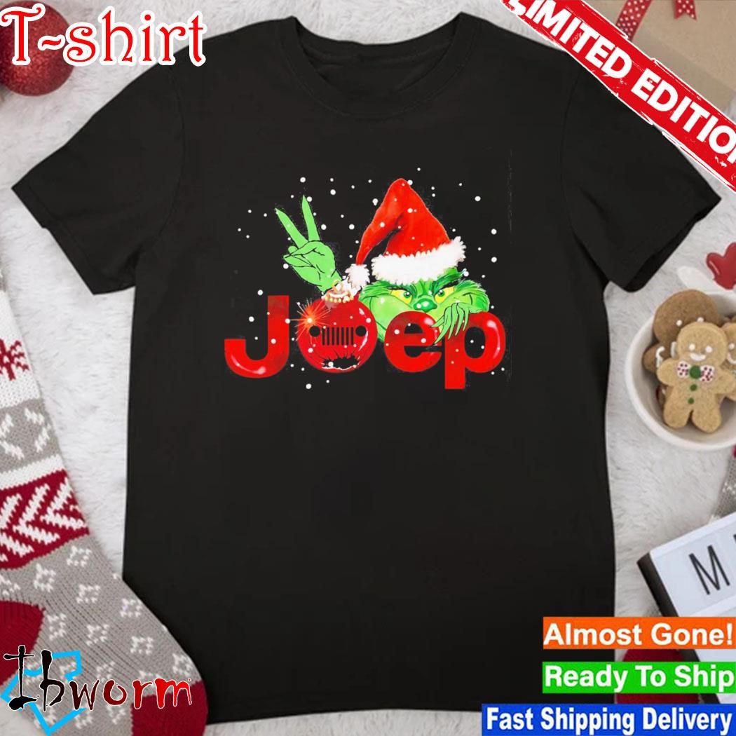 Official grinch hat santa jeep merry christmas shirt
