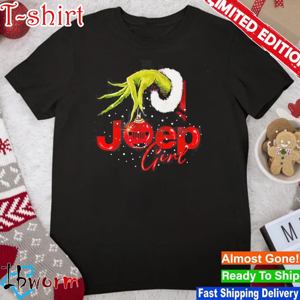 Official grinch santa Jeep Girl merry christmas shirt