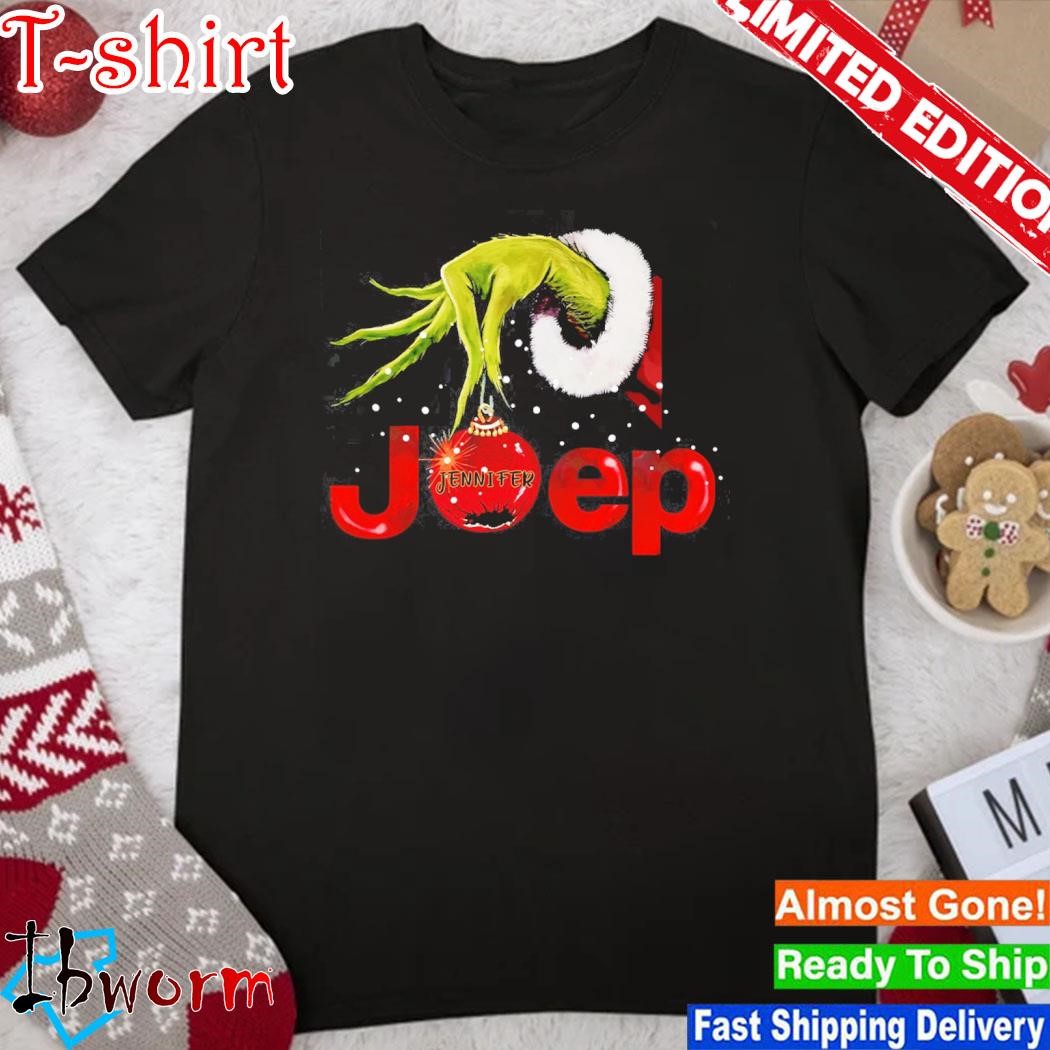 Official grinch santa Jeep Jennifer merry christmas shirt