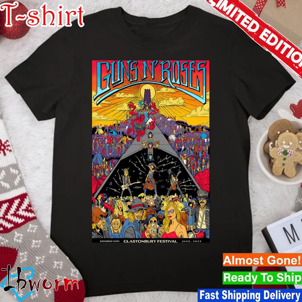 Official guns N' Roses Glastonbury Festival 2023 UK Tour Poster shirt