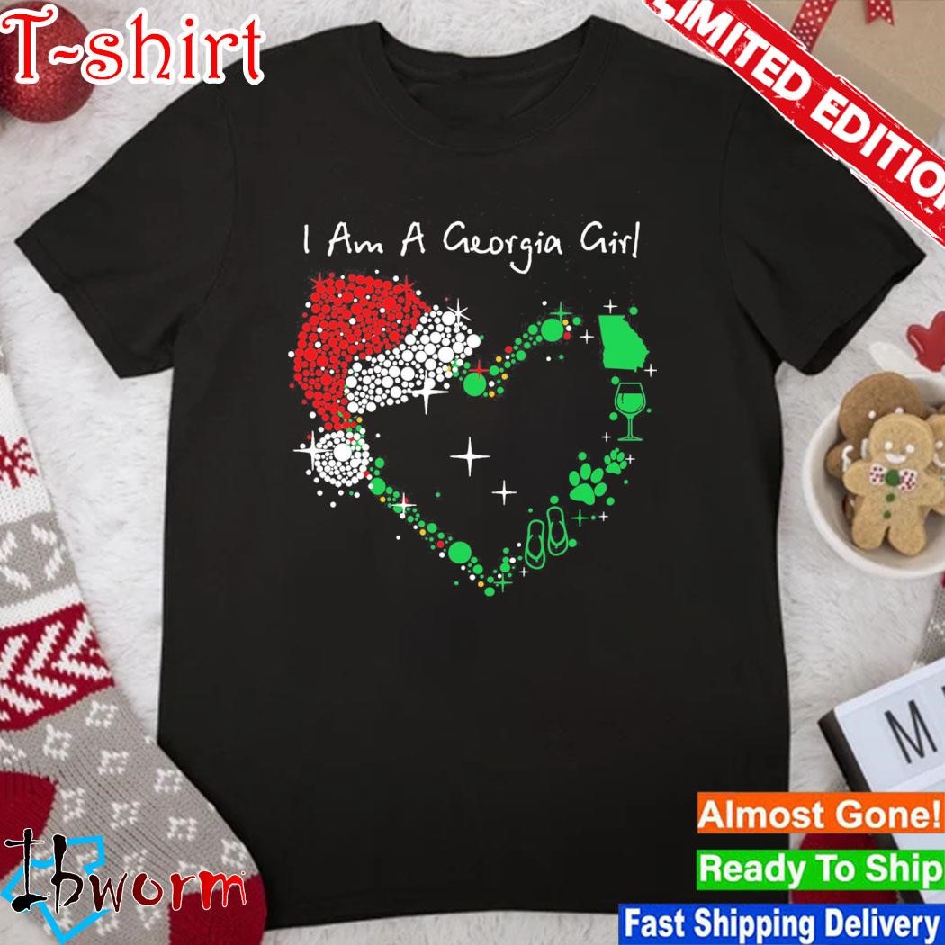 Official heart hat santa I am a Georgia girl merry christmas shirt