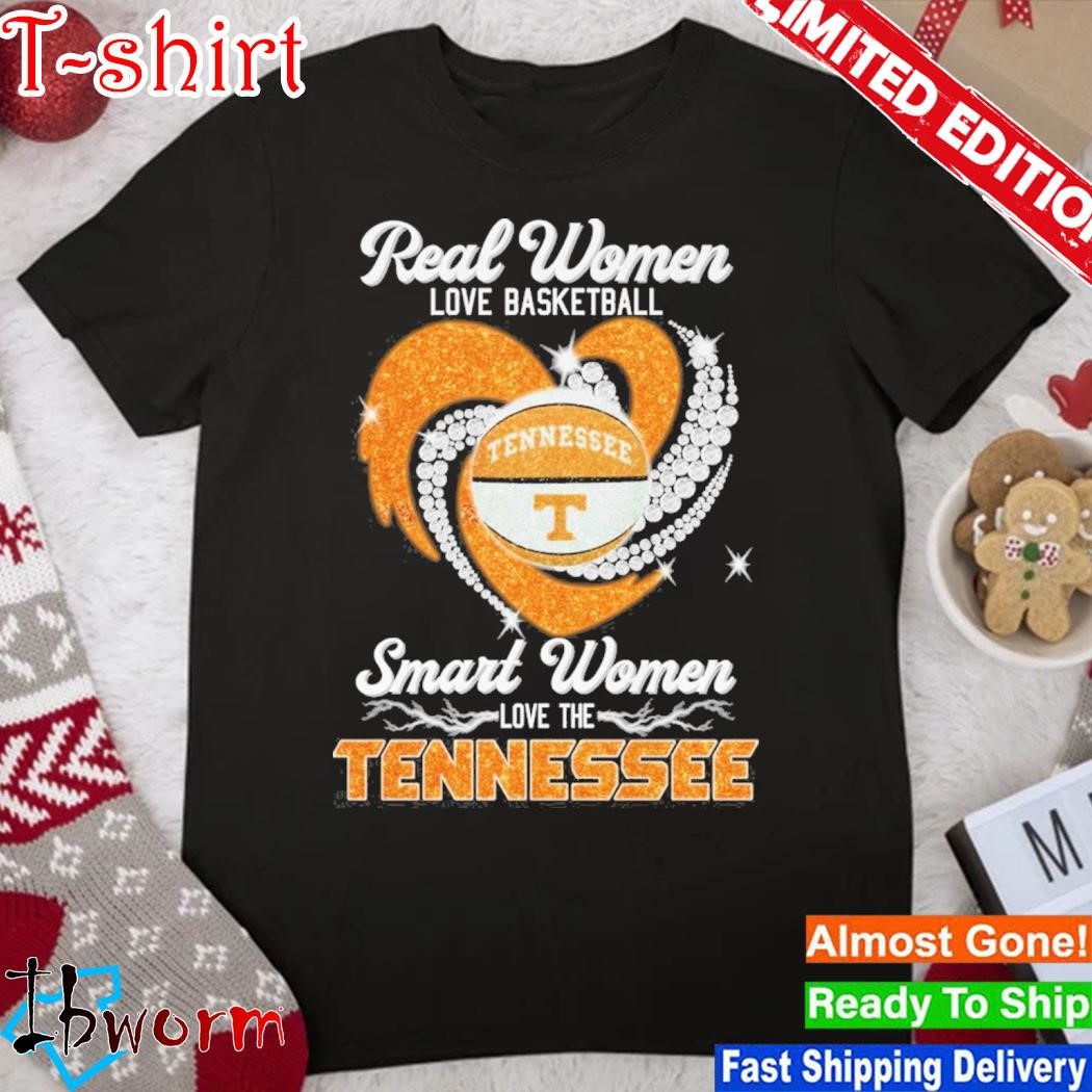 Official real women love basketball smart women love the Tennessee heart shirt