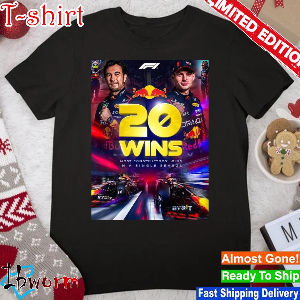 Official red Bull Racing F1 Team 20 Wins Most Constructors Wins In A Single Season 2023 shirt