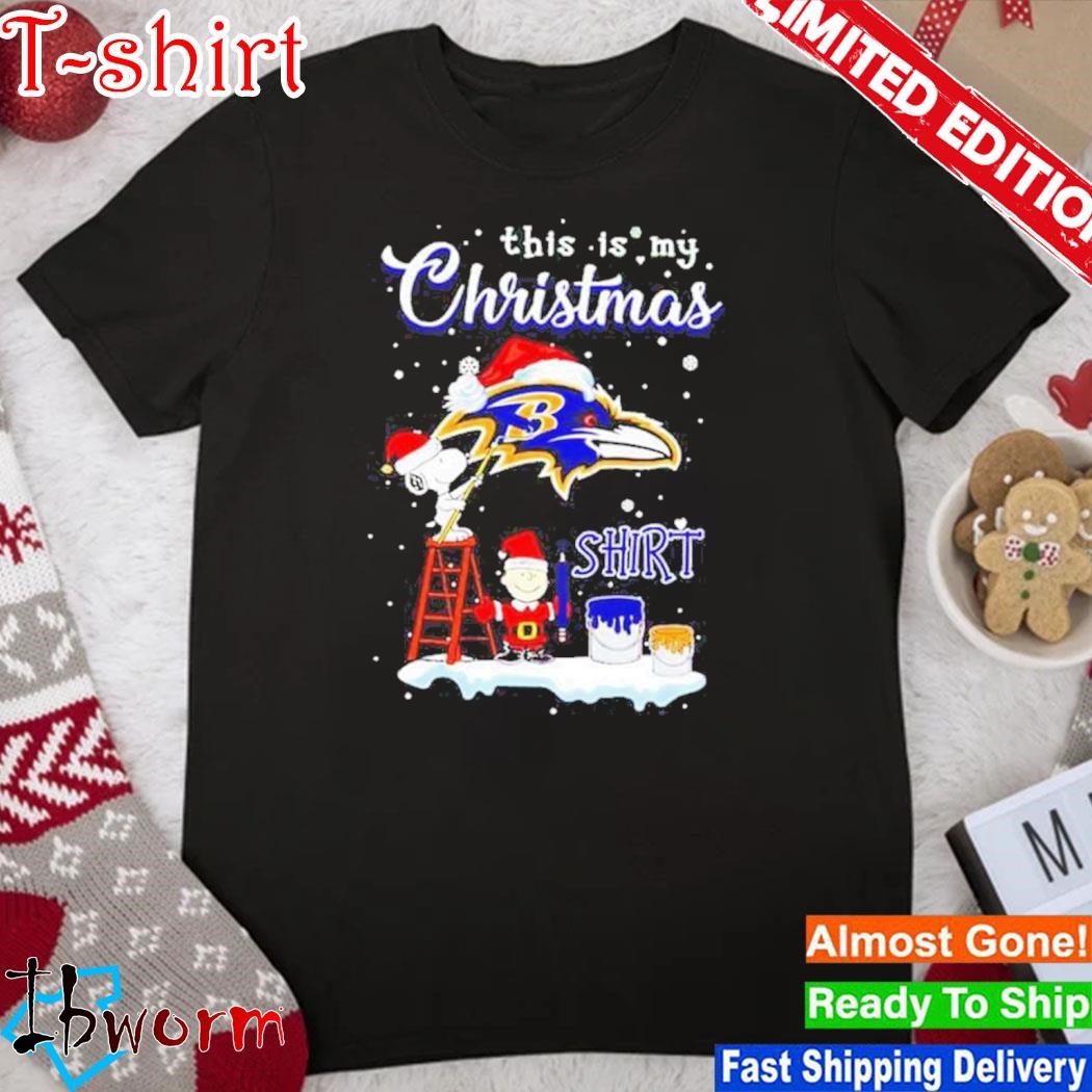 Official snoopy and Charlie Brown NFL Baltimore Ravens This Is My Christmas T-Shirt