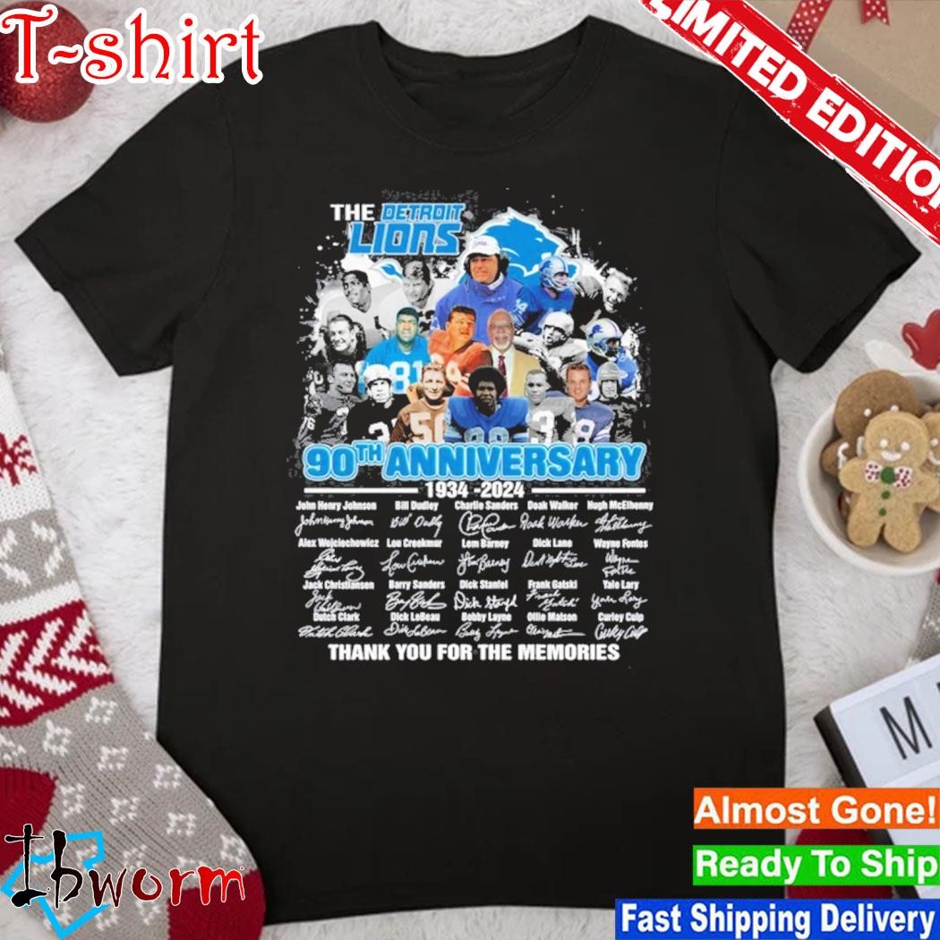 Official the Detroit Lions 09th anniversary thank you for the memories team name player signatures shirt