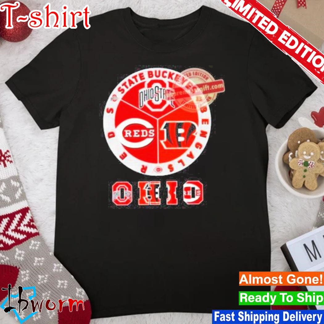 Official trending Ohio State Buckeyes Bengals Reds 3 Teams Sports Circle Logo shirt