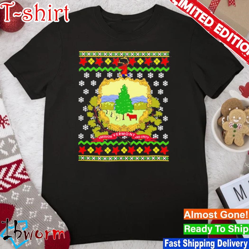 Official vermont Christmas Flag ugly shirt