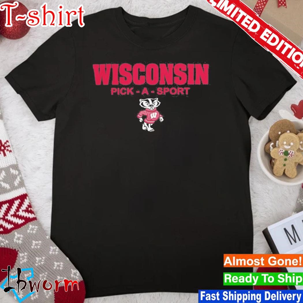 Official wisconsin Badgers Logo Personalized Authentic Pick-A-Sport Shirt