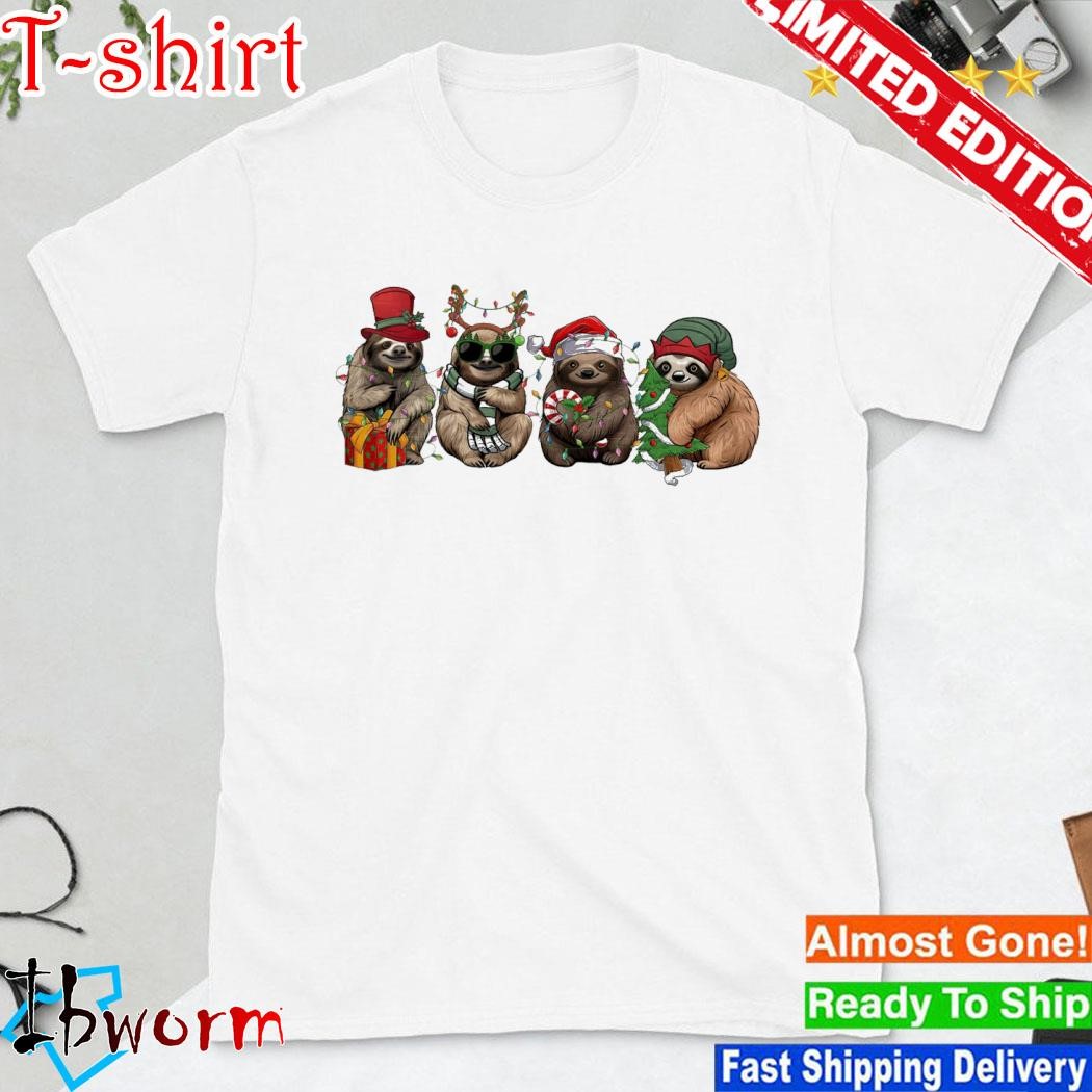Sloths hat santa, reindeer and gnomes merry christmas shirt