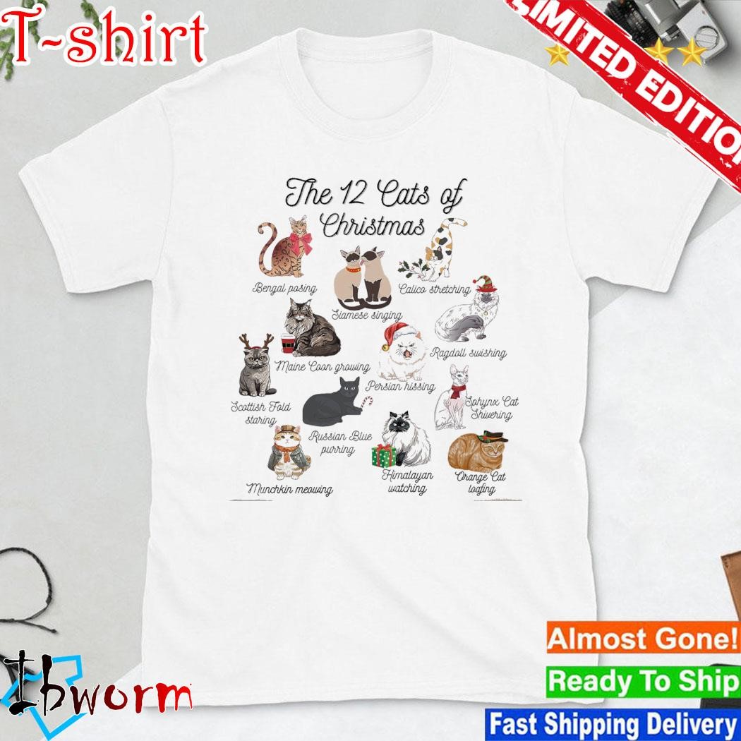 The 12 cats of christmas shirt